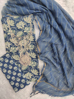 Load image into Gallery viewer, Jaipuri Printed Gota Patti Neck Work Suit With Kota Doriya Lehriya Dupatta
