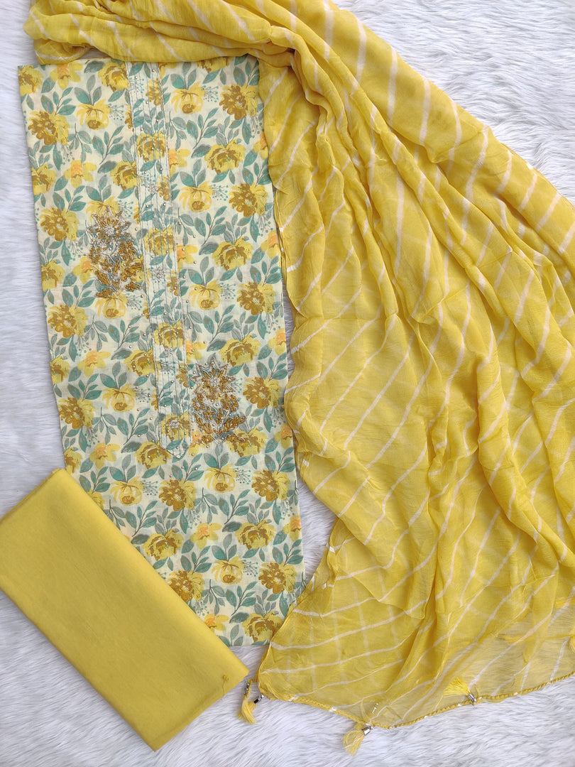 Neck Work Suit Chiffon Dupatta