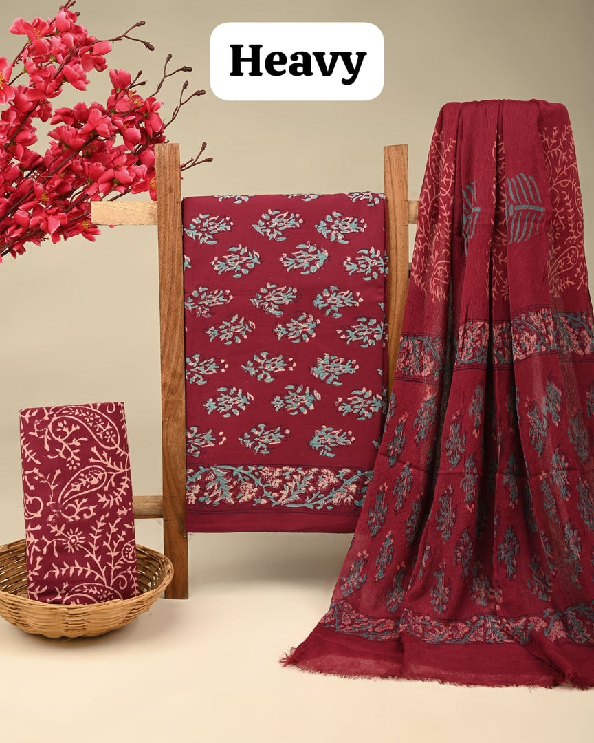 Cotton Suit With Chiffon Dupatta