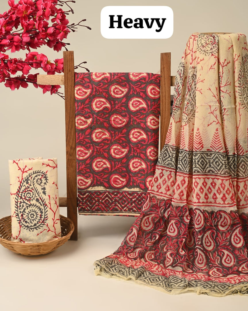 Cotton Suit With Chiffon Dupatta
