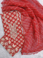 Load image into Gallery viewer, Jaipuri Printed Gota Patti Neck Cotton Suit With Kota Doriya Lehriya Dupatta
