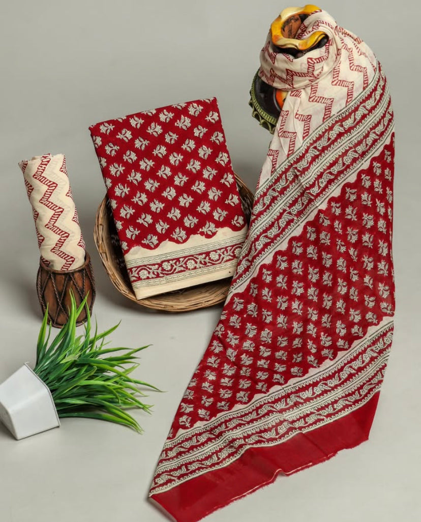 Cotton Suit With Cotton Dupatta