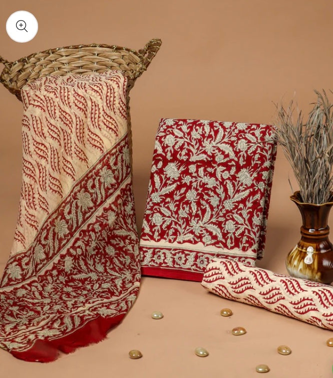 Cotton Suit With Chiffon Dupatta