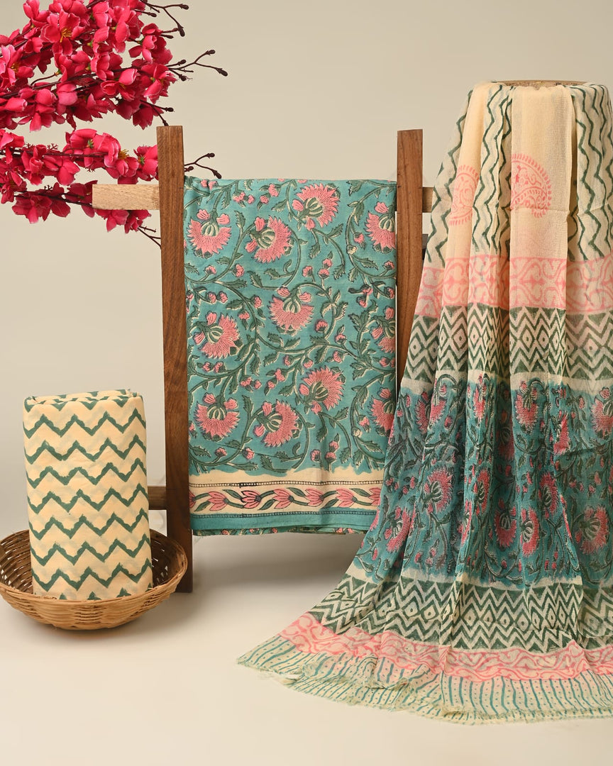 Cotton Suit With Chiffon Dupatta